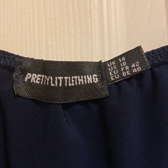 PRETTYLITTLETHING Shape Navy Ruched Bardot Bodycon Dress - Picture 4 of 5